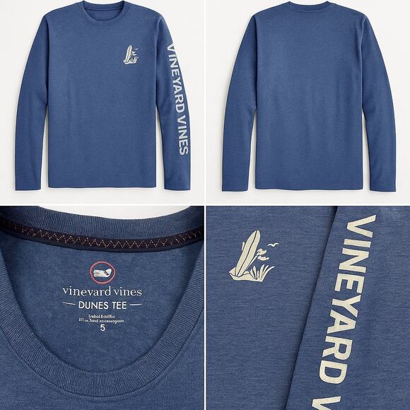 Vineyard Vines Long Sleeve Graphic Tee – Blue – Size Small - Picture 1 of 5